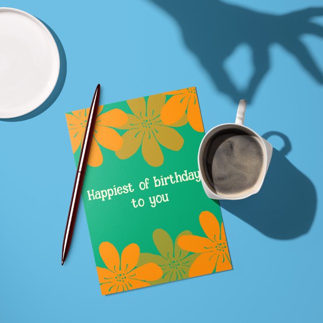 Retro Orange Maximalistische Blume Karte (Von Creator hochgeladen)