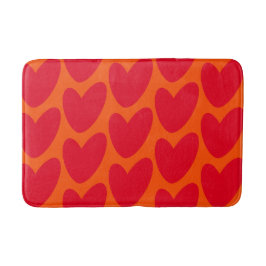 Retro Orange mit Groovy Red Hearts Badematte