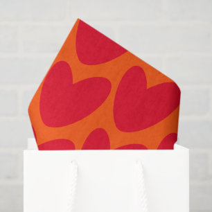 Retro Orange mit Groovy Red Hearts Seidenpapier