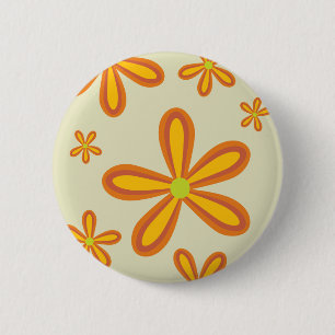 retro orange Muster der Blume 70ies Button