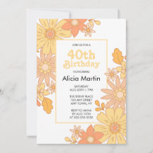 Retro Orange Peach Flora Groovy 40.