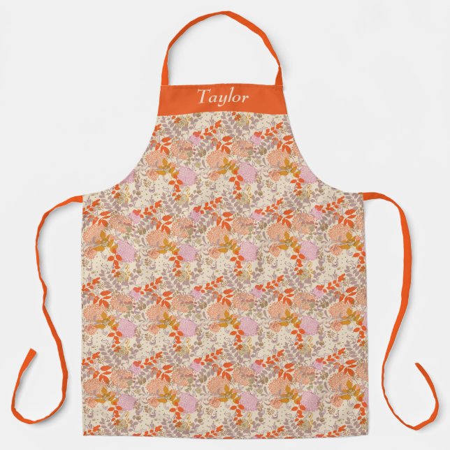 Retro Orange Personalisierte Schürze (Vorderseite)