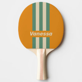 Retro Orange Pin Stripes with Name Tischtennis Schläger