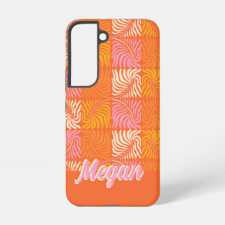 Retro Orange Pink Groovy Psychedelic Personalisier Samsung Galaxy Hülle