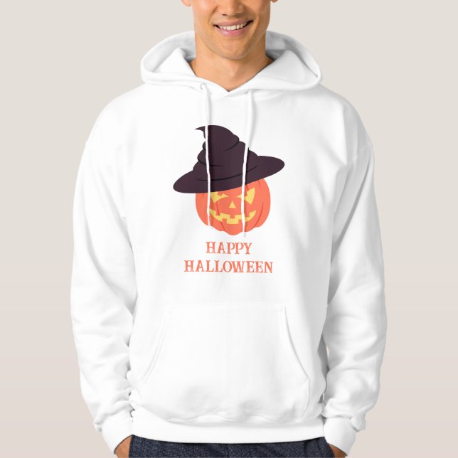 Retro Orange Pumpkin Happy Halloween Hoodie (Vorderseite)
