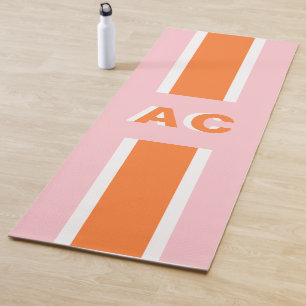 Retro Orange Rosa Mädchen Süßes Monogramm Yogamatte