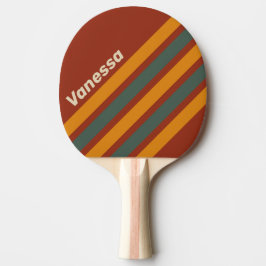 Retro Orange-Rost gewinkelte Streifen mit Namen Tischtennis Schläger