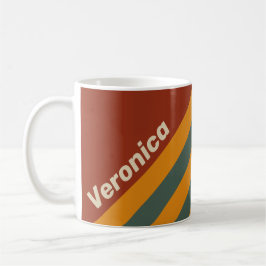 Retro Orange-Roststreifen mit Namen Kaffeetasse