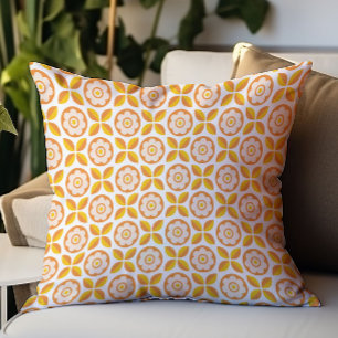 Retro Orange Röte Pink Gelb Floralmuster Kissen