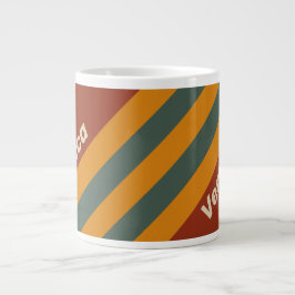 Retro Orange Rust Stripes with Name Jumbo-Tasse