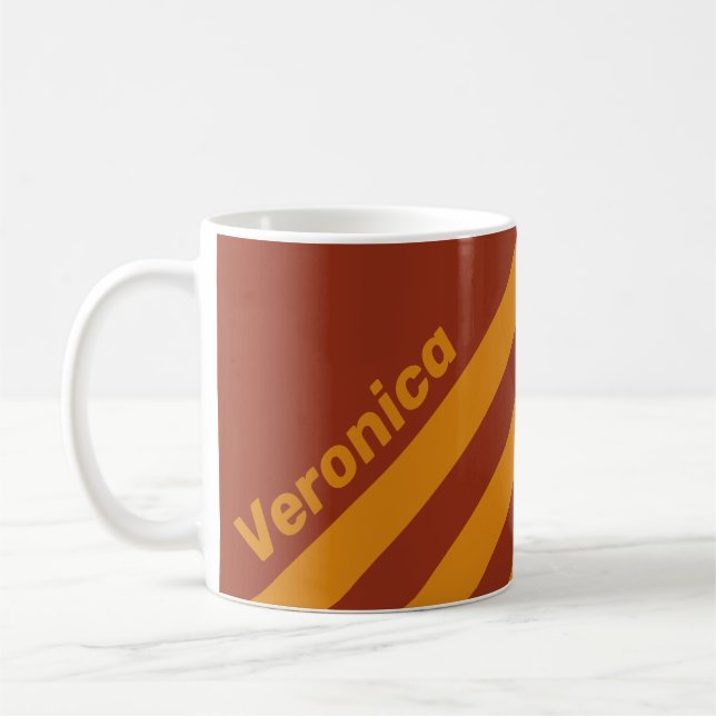 Retro Orange Rust Three Stripes with Name Kaffeetasse (Links)