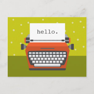 Retro Orange-Schreibmaschine, benutzerdefinierbare Postkarte