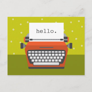 Retro Orange-Schreibmaschine, benutzerdefinierbare Postkarte