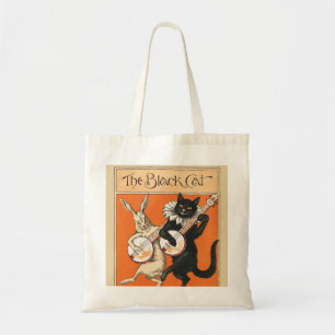 Retro Orange Schwarze Katze Weißes Kaninchen Banjo Tragetasche