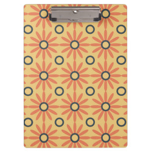 Retro Orange & Schwarzes Süßes Abstraktes Blumenmu Klemmbrett
