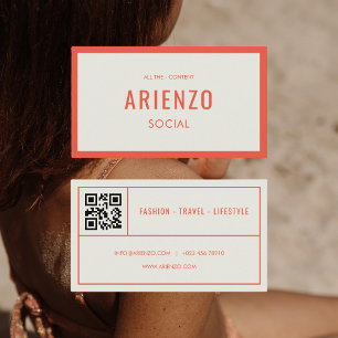 Retro Orange Social Media QR Code Business Card Visitenkarte