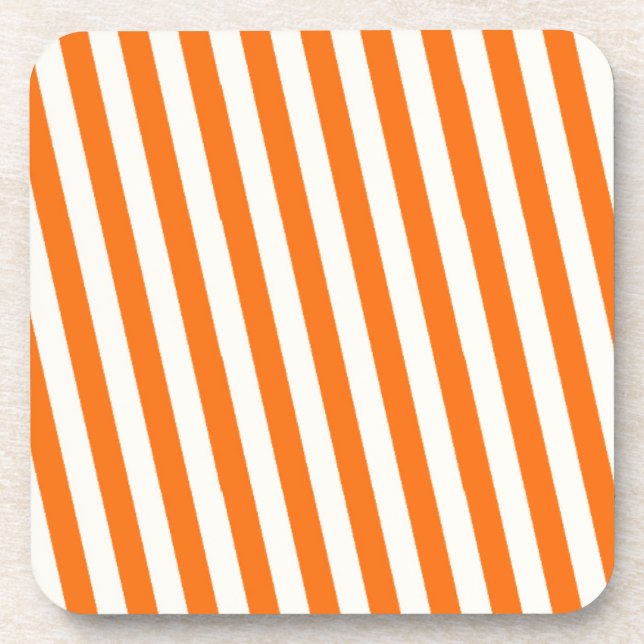 Retro Orange Streifen Muster Getränkeuntersetzer (Vorderseite)