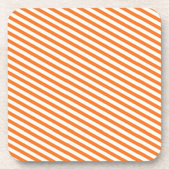 Retro Orange Streifen Muster Untersetzer (Vorderseite)