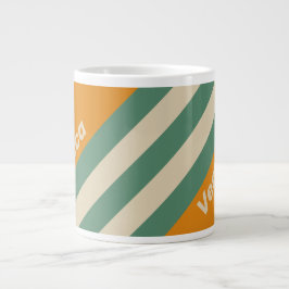 Retro Orange Stripes with Name Jumbo-Tasse