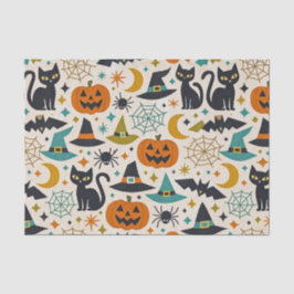 Retro Orange Teal Mid-Century Halloween Seidenpapier