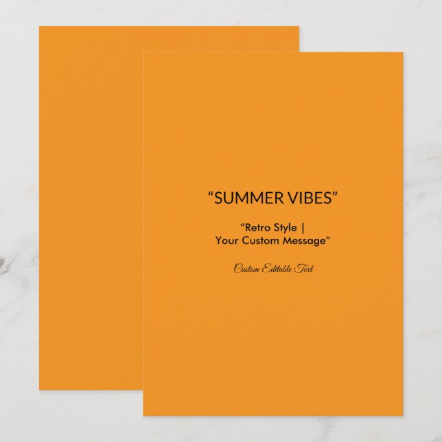 Retro Orange Texture - Summer Vibes Art Save The Date (Vorne/Hinten)