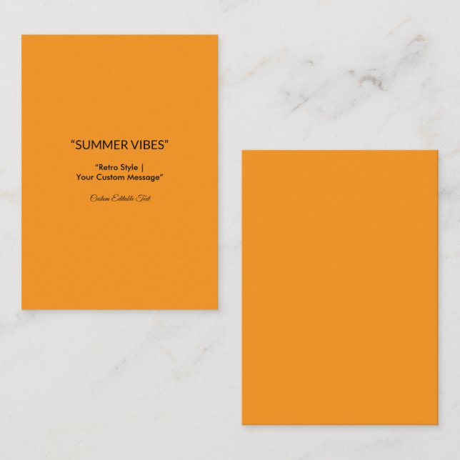 Retro Orange Texture – Summer Vibes Art Telefonnummerkarte (Vorne/Hinten)