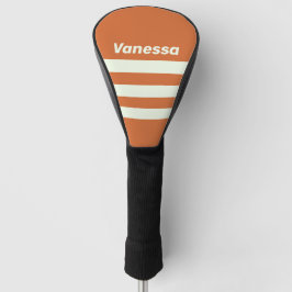 Retro Orange Three Across Striping with Name Golf Headcover