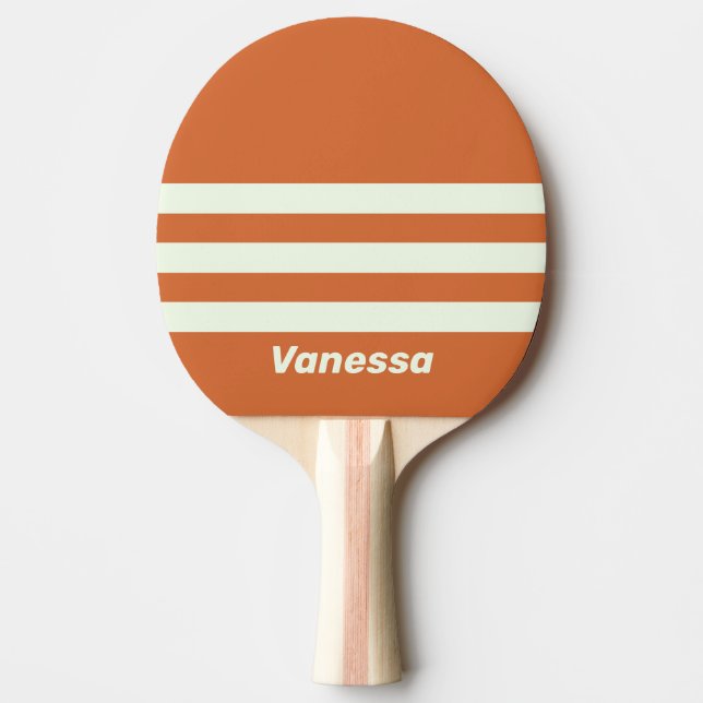 Retro Orange Three Across Striping with Name Tischtennis Schläger (Vorderseite)