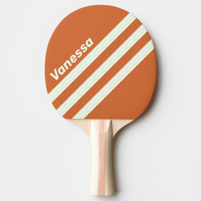 Retro Orange Three Angled Striping with Name Tischtennis Schläger (Vorderseite)