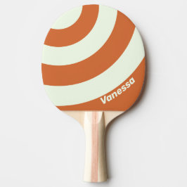 Retro Orange Three Circle Stripe with Name Tischtennis Schläger