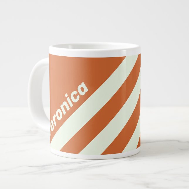 Retro Orange Three Stripes with Name Jumbo-Tasse (Vorderseite Links)