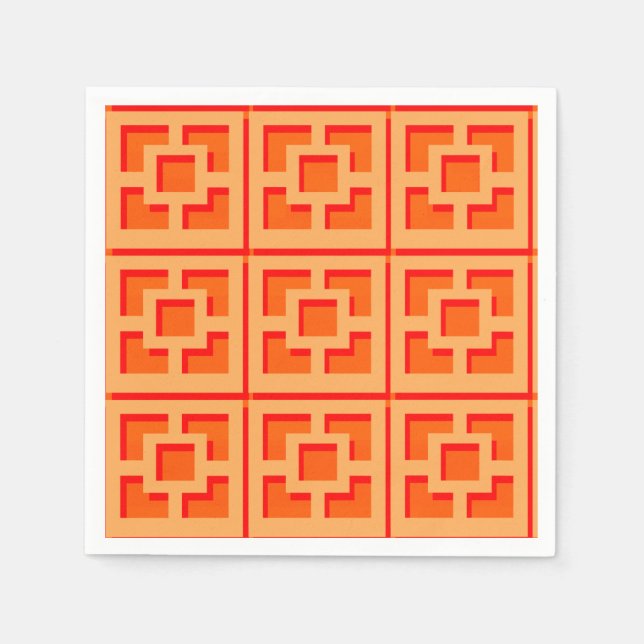 Retro Orange Trellis Paper Napkin Serviette (Vorderseite)