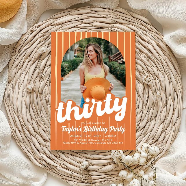 Retro Orange Trente Anniversaire Invitation (Créateur téléchargé)