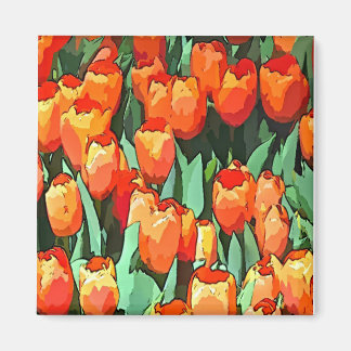 Retro Orange Tulips Magnet