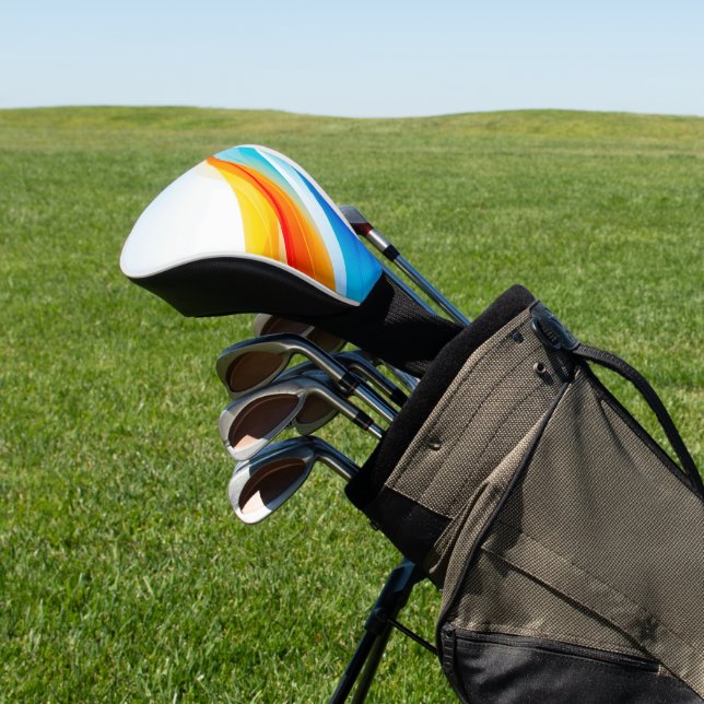 Retro Orange und abstrakte blaue, gekrümmte Linien Golf Headcover (In SItu)