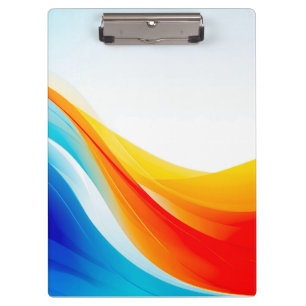 Retro Orange und abstrakte blaue, gekrümmte Linien Klemmbrett