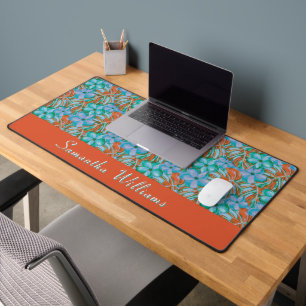 Retro Orange und Blue Florals Schreibtischunterlage