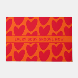 Retro Orange und Groovy Red Hearts Fußmatte