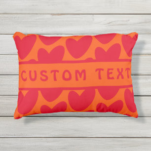 Retro Orange und Groovy Red Hearts Kissen Für Draußen