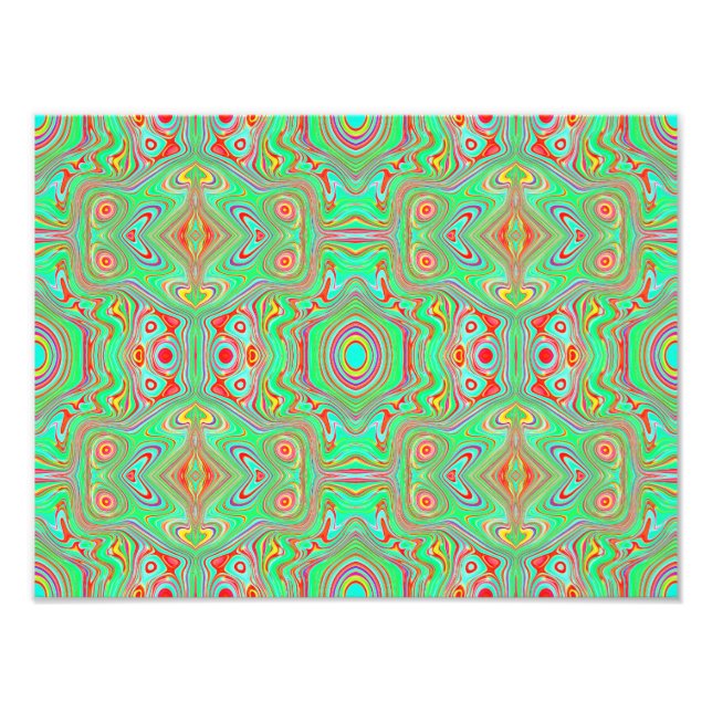Retro Orange und Lime Green Abstrakt Pattern Fotodruck (Vorne)