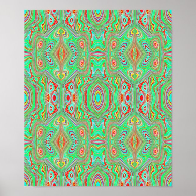 Retro Orange und Lime Green Abstrakt Pattern Poster (Vorne)