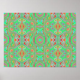 Retro Orange und Lime Green Abstrakt Pattern Poster