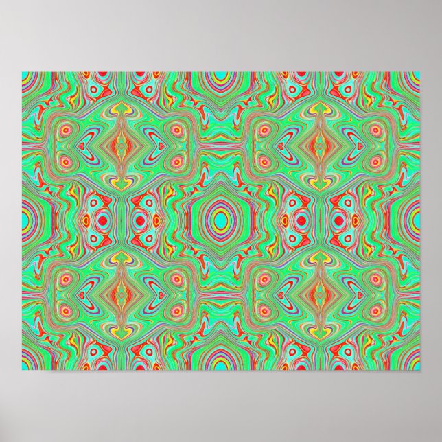 Retro Orange und Lime Green Abstrakt Pattern Poster (Vorne)