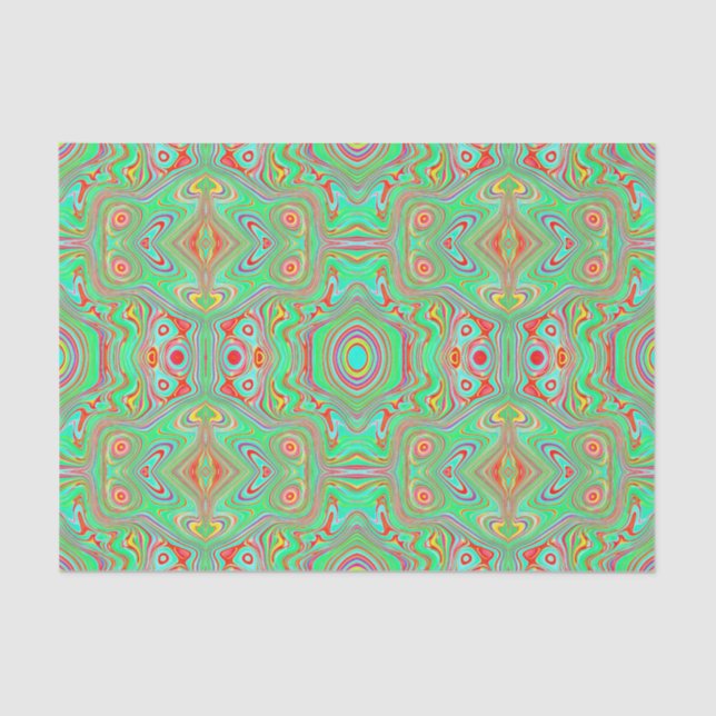 Retro Orange und Lime Green Abstrakt Pattern Seidenpapier (Vorderseite)