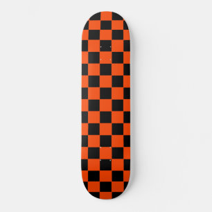 Retro orange und schwarzer SchachbrettSkateboard Skateboard
