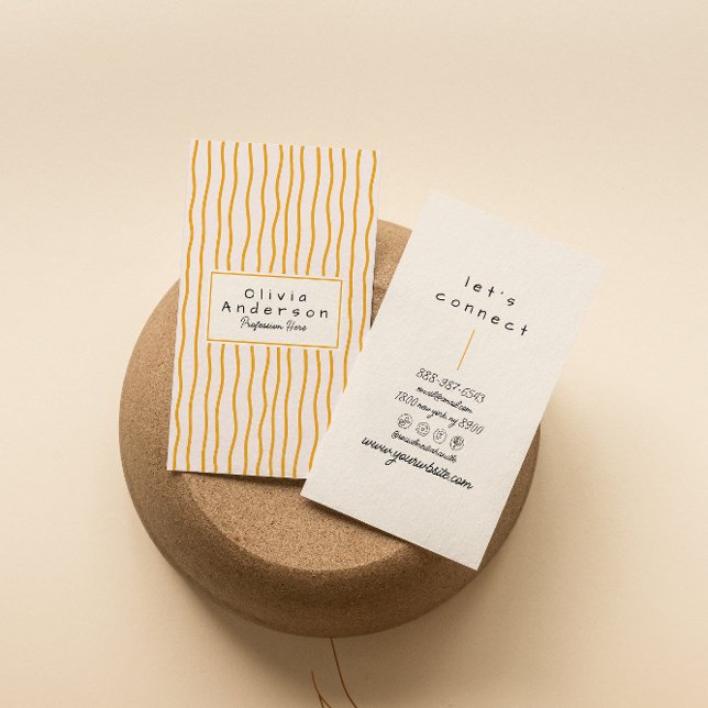 Retro Orange Wavy Stripes Trendy Boho Funky Modern Visitenkarte (Von Creator hochgeladen)