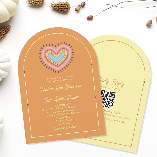 Retro Orange Wedding Einladung (Von Creator hochgeladen)