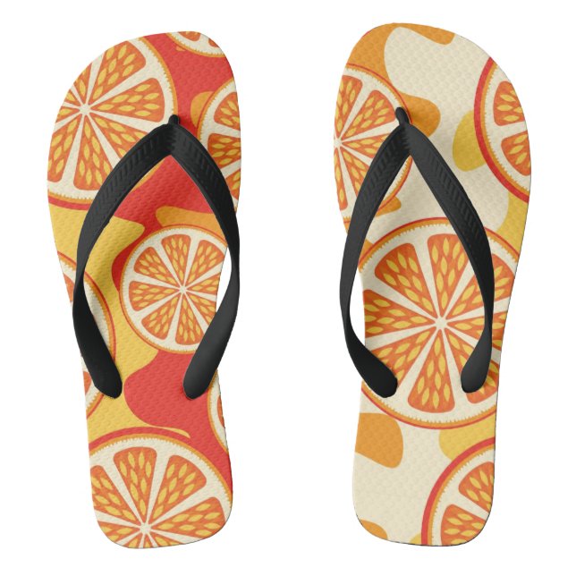 Retro orange Zitrusfrucht-Muster Flip Flops (Fußbett)