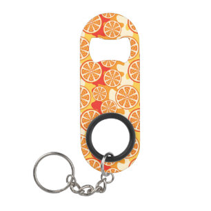 Retro orange Zitrusfrucht-Muster Schlüsselanhängerflaschenöffner