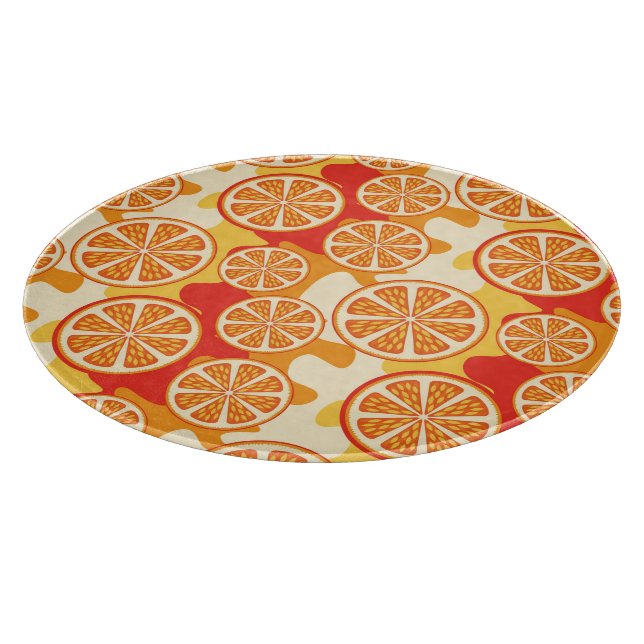Retro orange Zitrusfrucht-Muster Schneidebrett (Ecke)